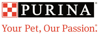 A logo for the company Purina with the subheading, 