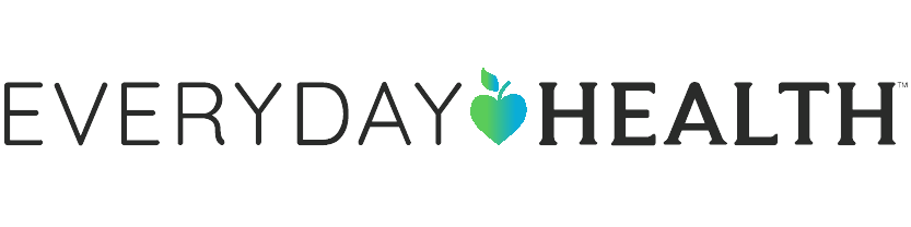 Everyday Health logo with green and teal heart/apple design in the middle of the two words.