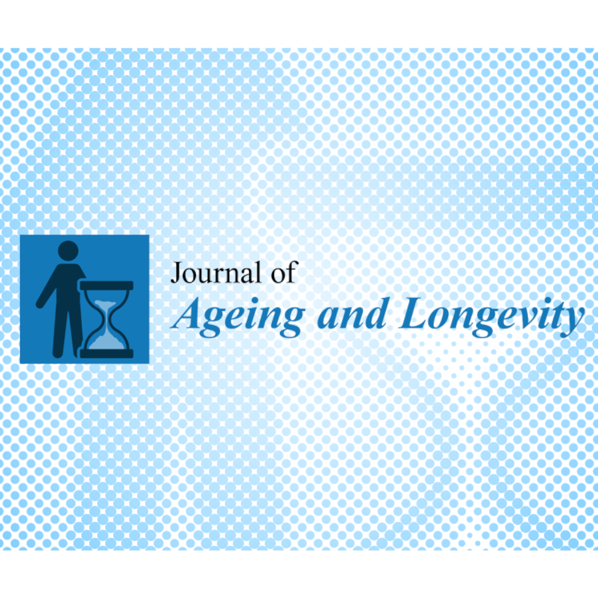 Logo for the Journal of Ageing and Longevity Logo.  An hourglass sits in front of the silhouette of a human